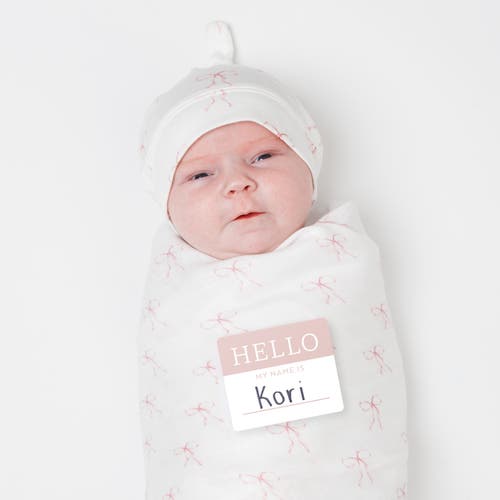 Lulujo Hello World Hat & Swaddle Set In Bows