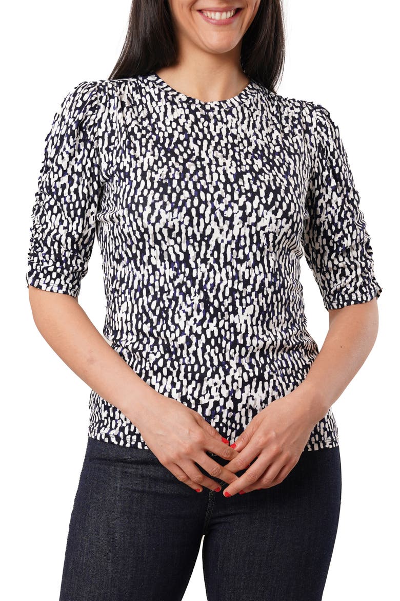 Puff Sleeve Top, Main, color, KALI PRINT NAVY