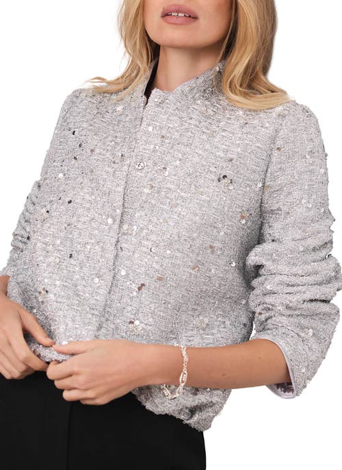 Mint Velvet Sequin Boucle Bomber In Metallic