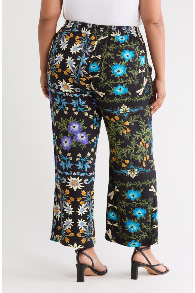 Print Woven Pants, Alternate, color, BLACK MULTI FLORAL LEAF