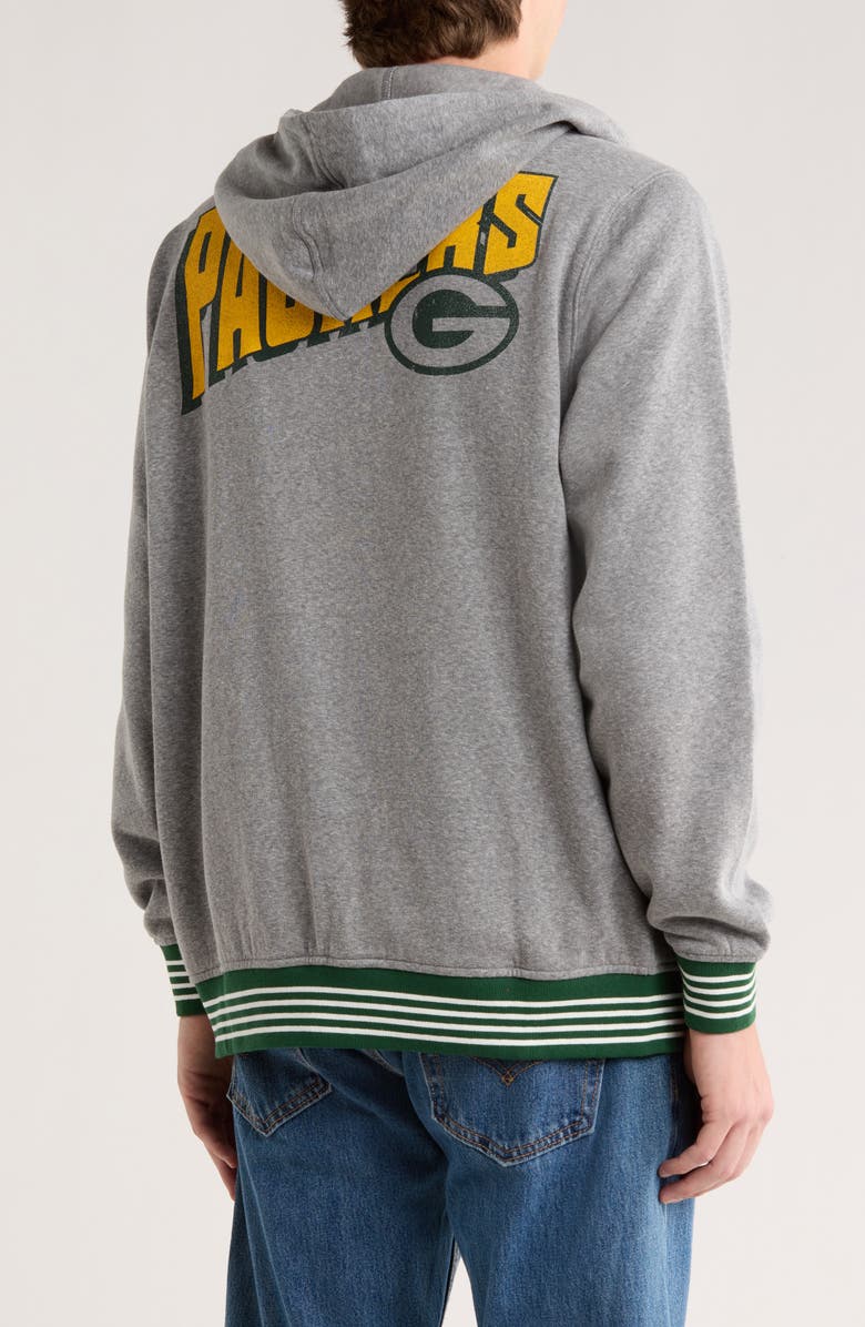 Junk Food Field Goal Packers Full Zip Hoodie, Alternate, color, Heather Grey/ Hunt