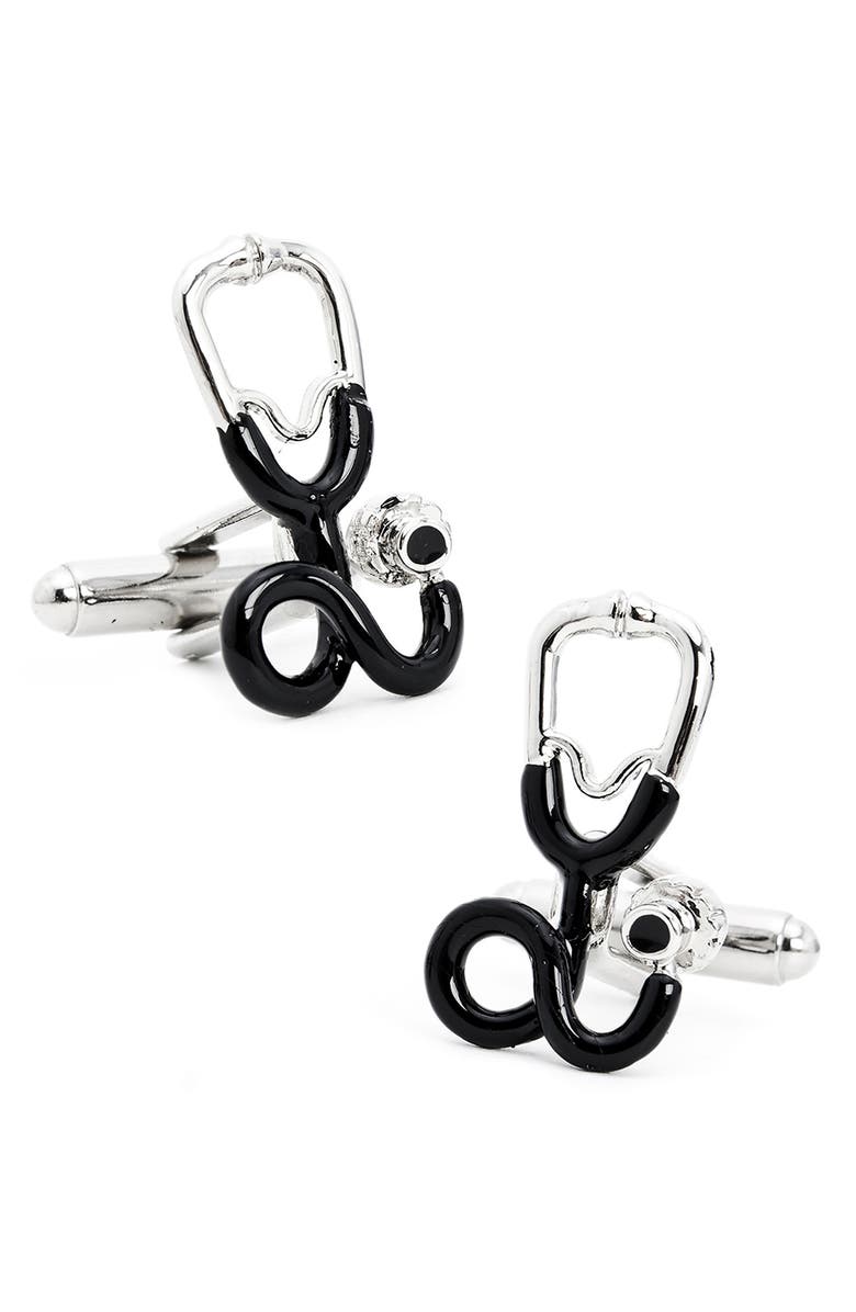 Cufflinks, Inc. 'Stethoscope' Cuff Links, Main, color, Black