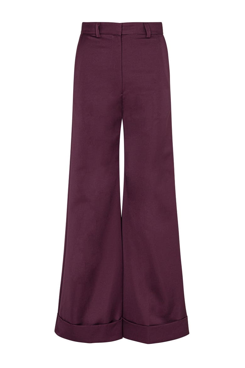 Techy Sateen Wide Leg Pant, Alternate, color, PLUM