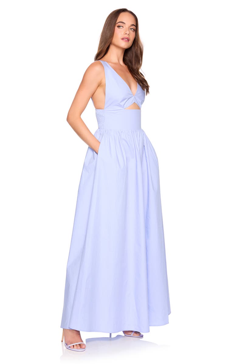 Susana Monaco Cutout Detail Cotton Poplin Maxi Dress, Alternate, color, 