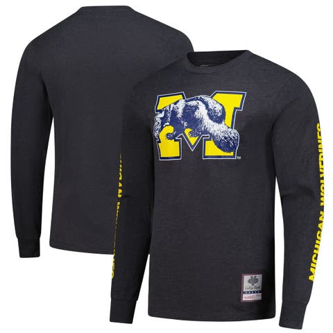 Men's Mitchell & Ness  Charcoal Michigan Wolverines Team Pride Long Sleeve T-Shirt
