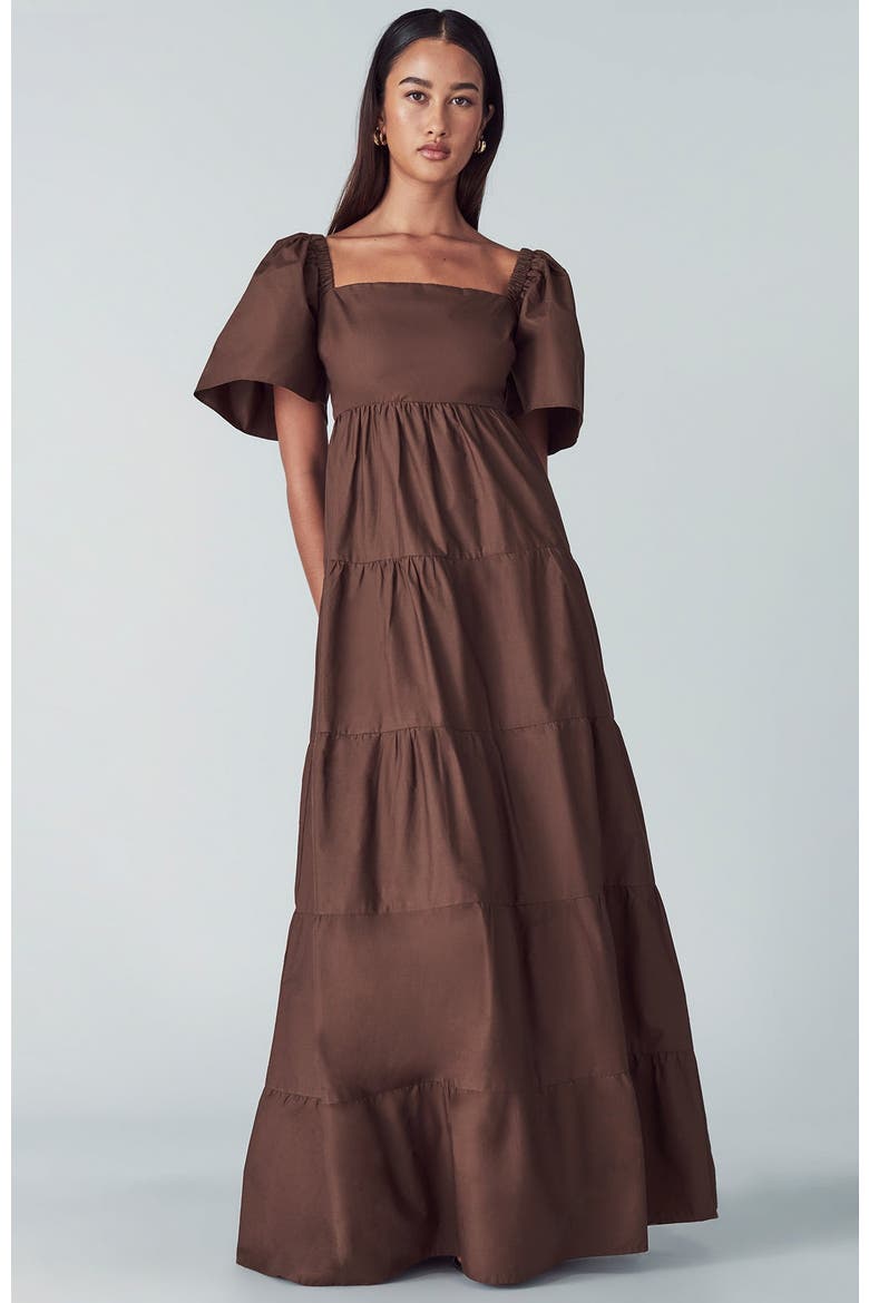 Zelda Tiered Dress, Main, color, Chocolate
