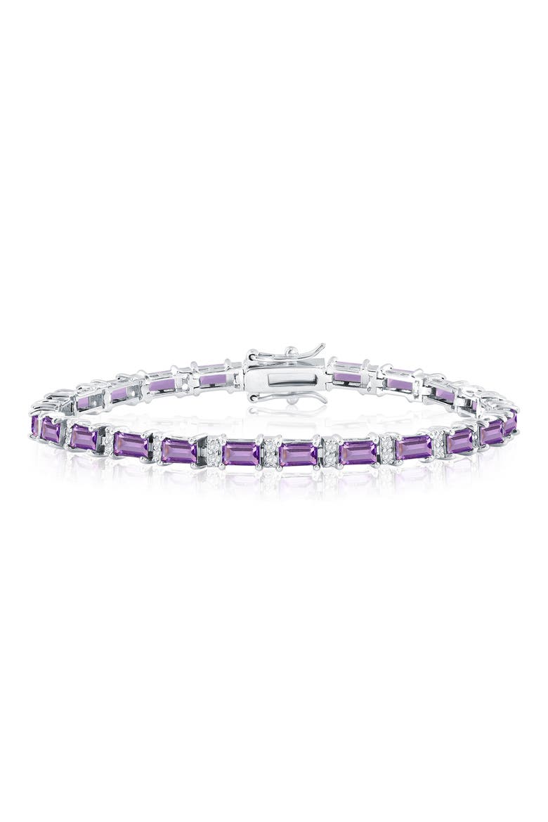 Emerald Cut Cubic Zirconia Bracelet, Main, color, PURPLE