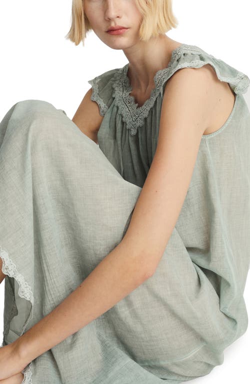 Shop Mango Lace Accent Cotton Night Gown In Pastel Green