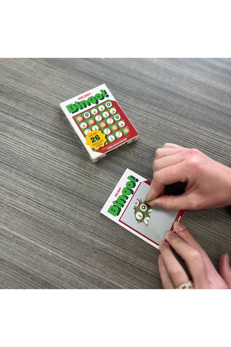 Holiday Bingo Scratch Card Game26 Cards, Party Game, Win Snowflakes!, Alternate, color, Multicolored
