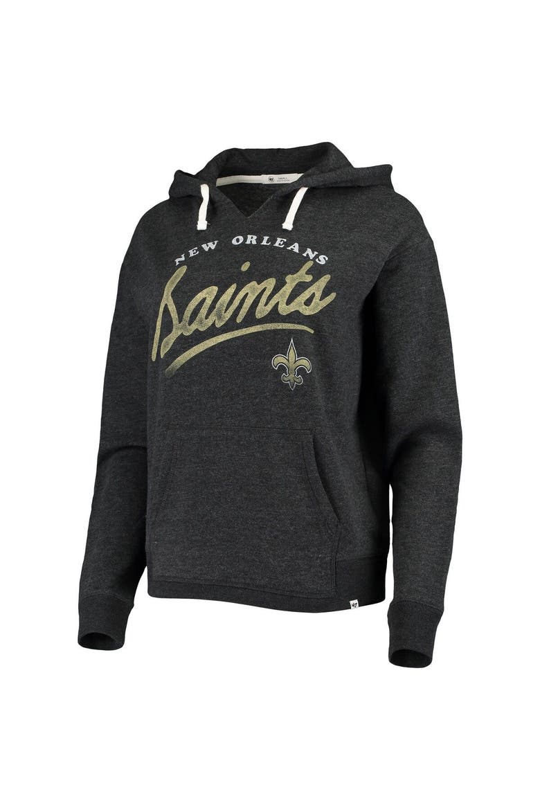Women's '47 Heather Charcoal New Orleans Saints Cross Script Emerson Hoodie, Alternate, color, Heather Charcoal