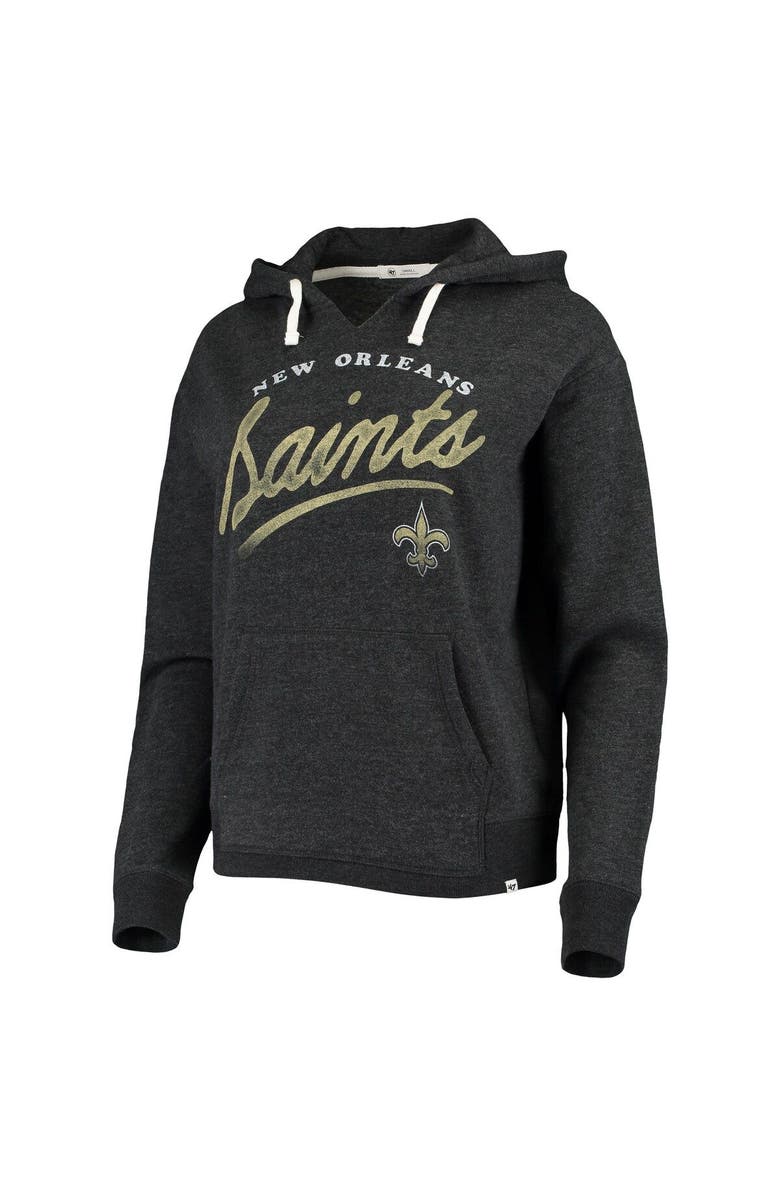 '47 Women's '47 Heather Charcoal New Orleans Saints Cross Script Emerson Hoodie, Alternate, color, Heather Charcoal