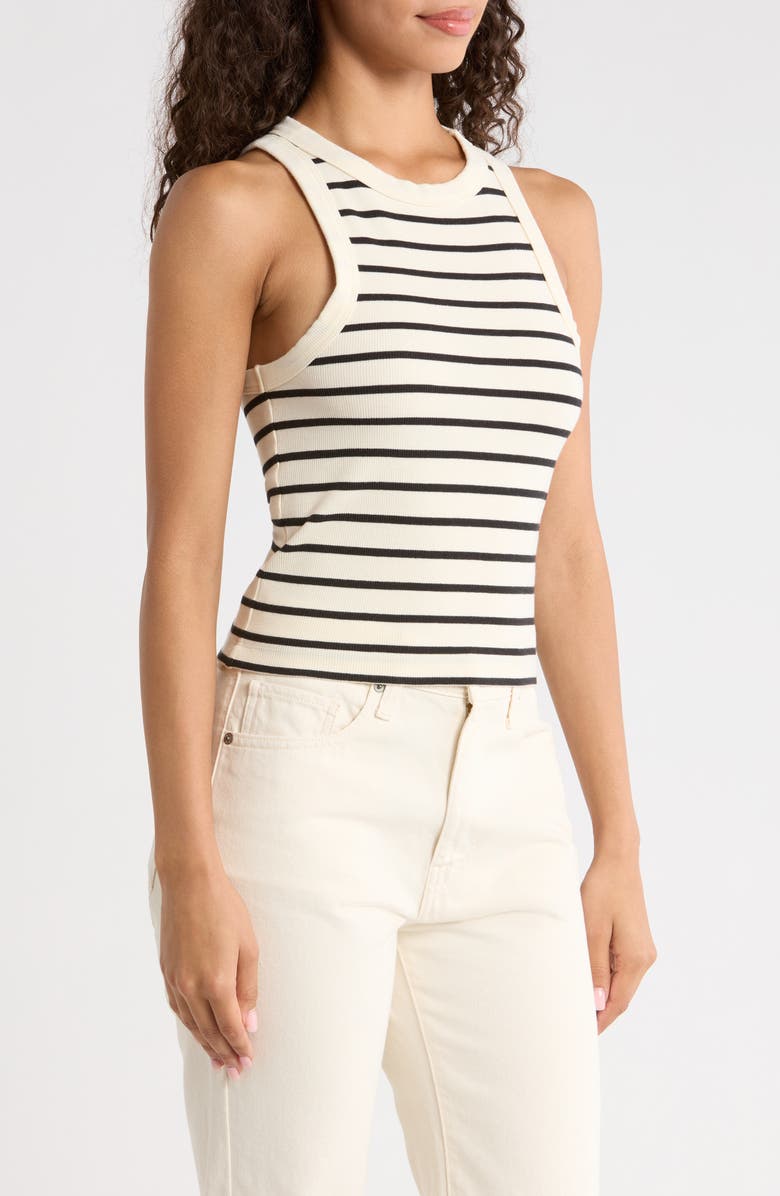 Marine Layer Lexi Stripe Rib Tank, Alternate, color, Cream And Black Stripe