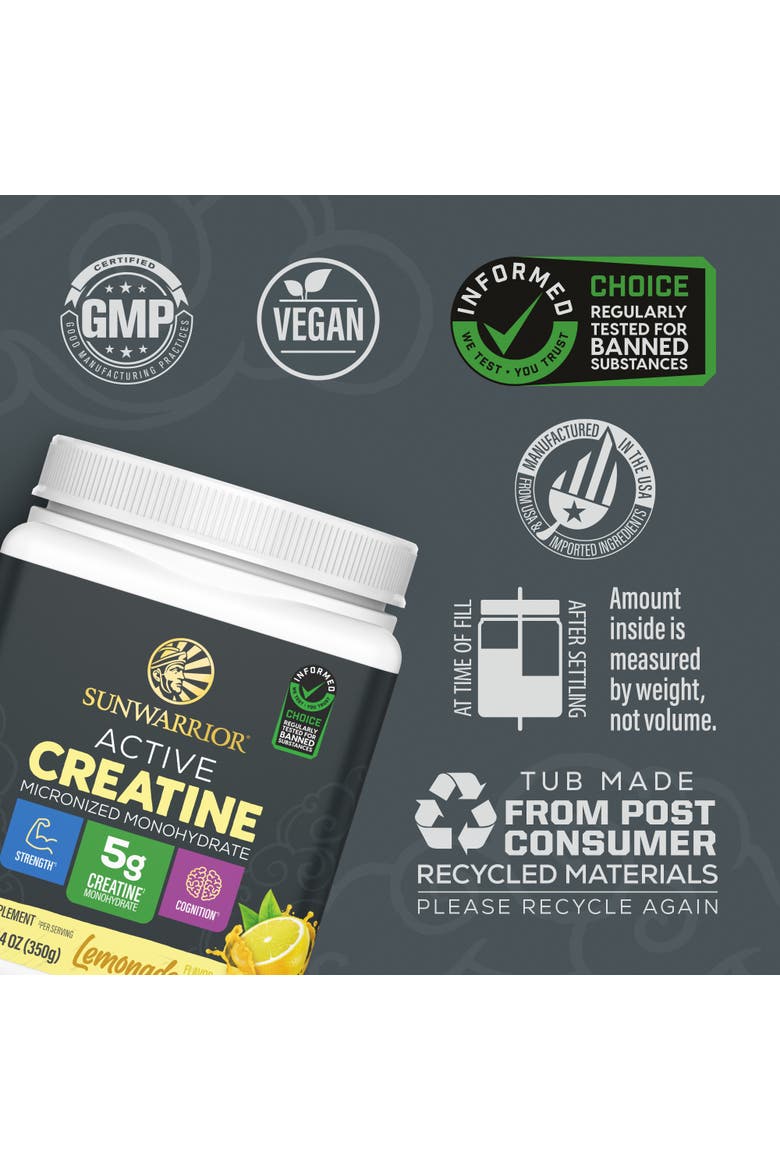 Active Creatine Monohydrate Powder, Alternate, color, Lemonade, 350g