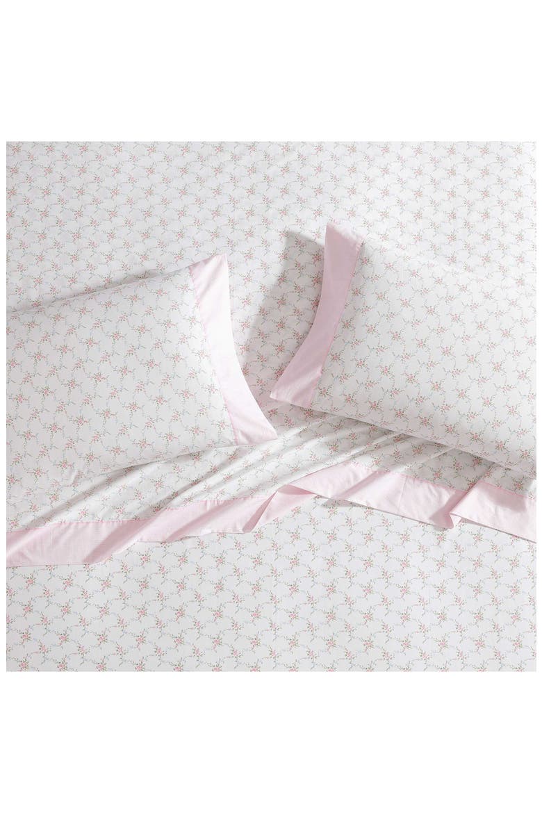Lynda Floral Cotton Percale Sheet Set, Alternate, color, PASTEL PINK