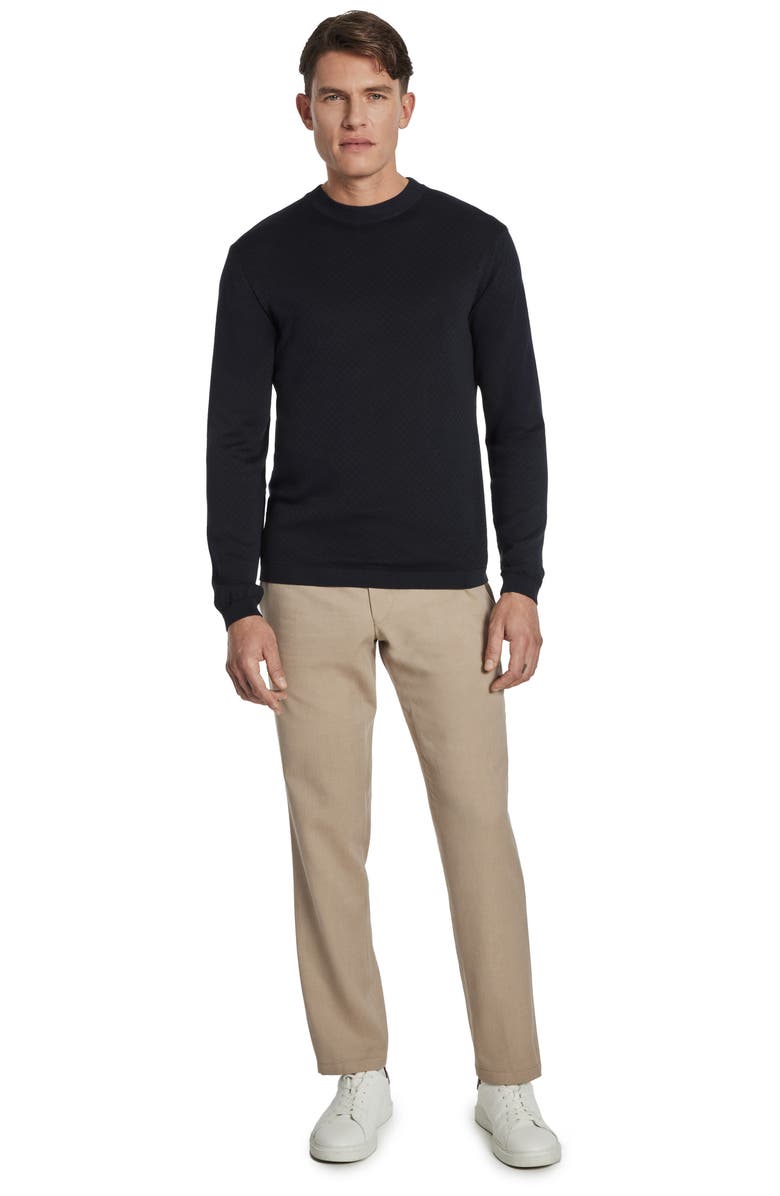 Jack Victor Bartholomew Geo Pattern Cotton & Silk Crewneck Sweater, Alternate, color, Navy