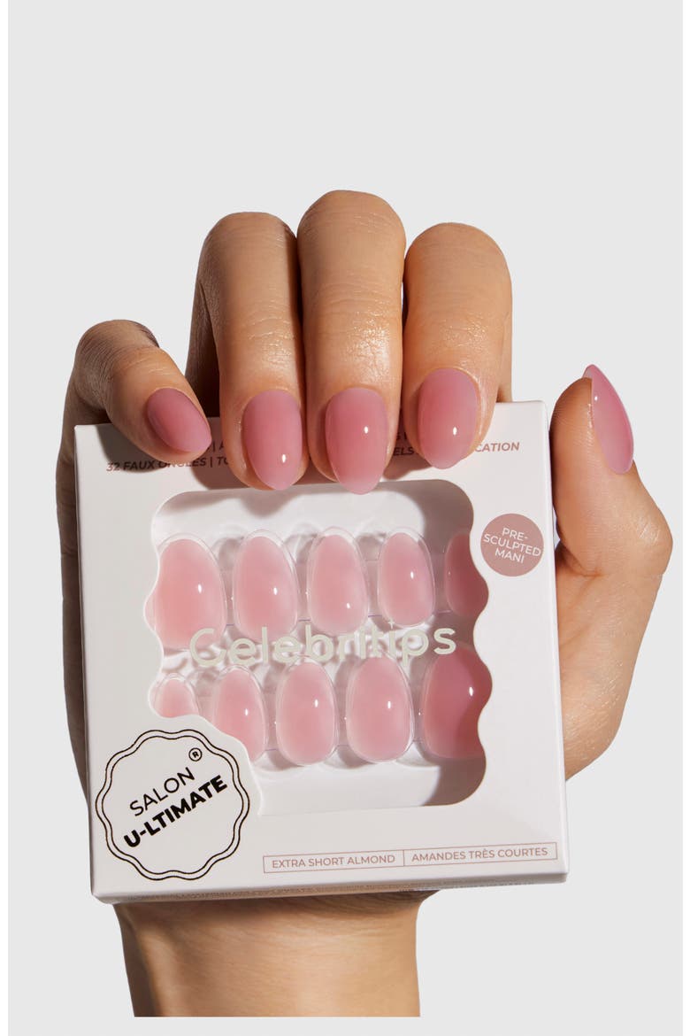 Salon U-ltimate Extra Short Almond Press-On Nails, Alternate, color, BARE MILK