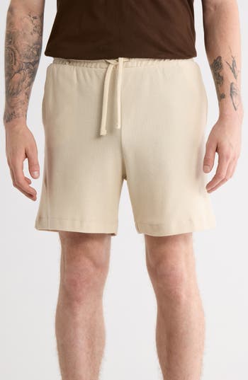 Denim And Flower Textured Cotton Pull-on Shorts In Neutral
