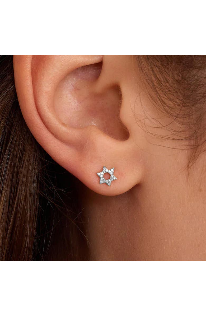 Outofoffice Pave Star Of David Silver Stud Earrings, Alternate, color,