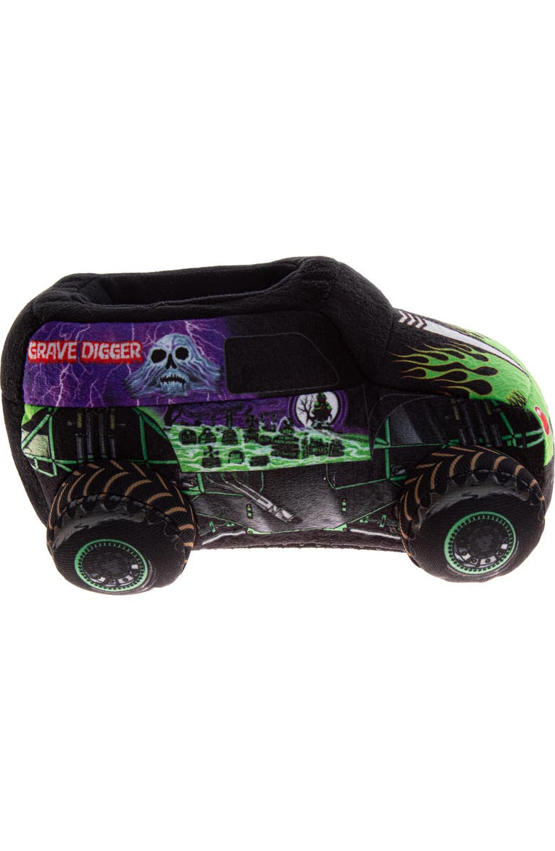 Monster Jam Grave Digger Plush Slippers, Alternate, color, Green Black