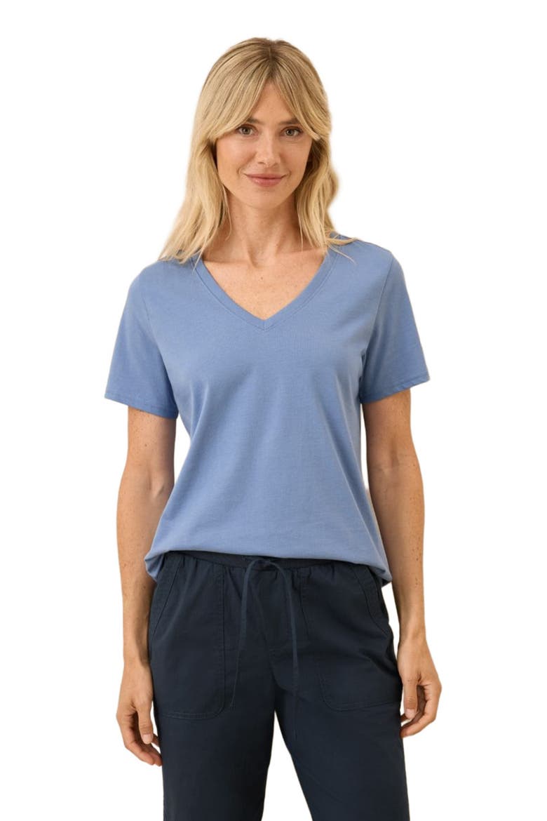 Organic Cotton Softspun V-Neck Tee, Alternate, color, Hydrangea Blue
