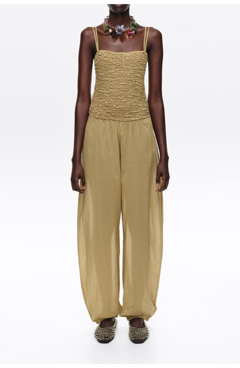 Cotton Gathered Balloon Jumpsuit