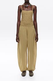 Bimba y Lola Cotton Gathered Balloon Jumpsuit