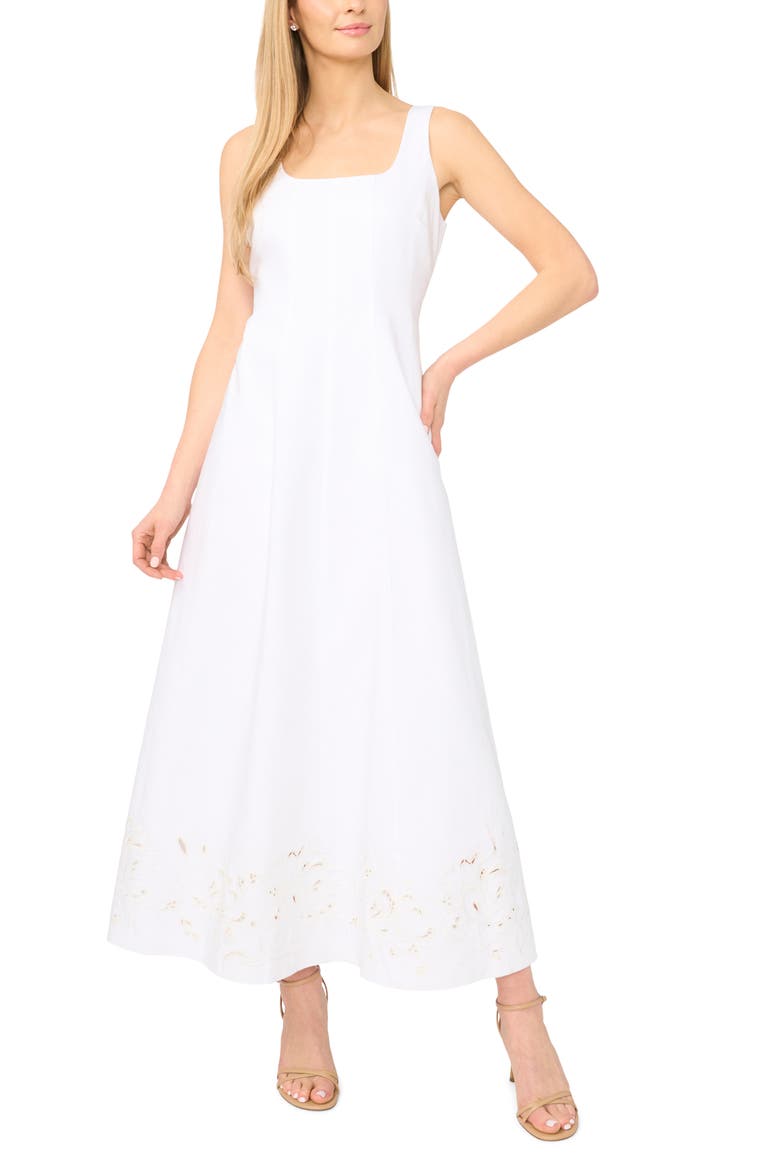 Seamed A-Line Maxi Dress, Main, color, BRIGHT WHITE