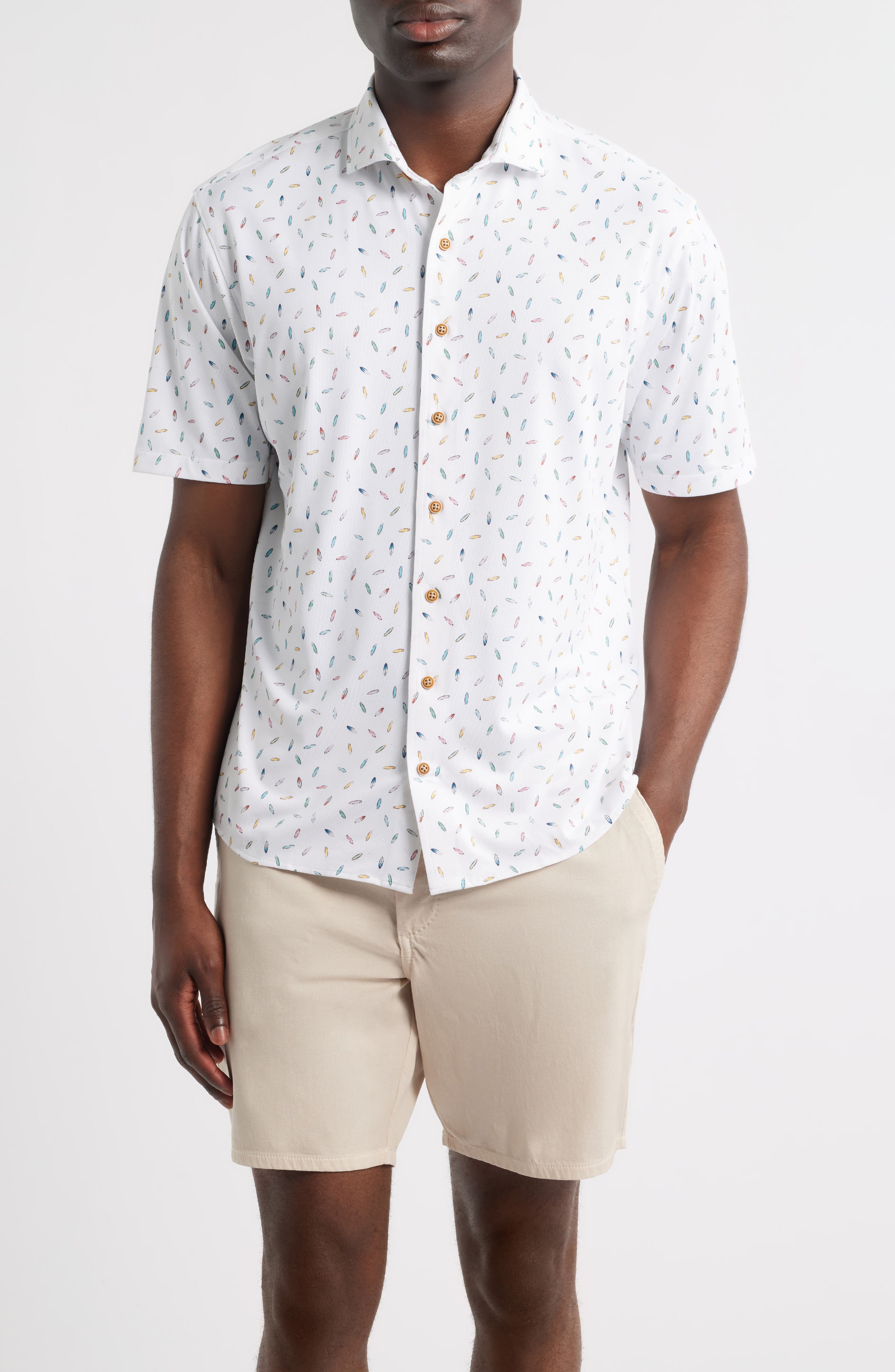 Shortboard Knit Short Sleeve Button-Up Shirt