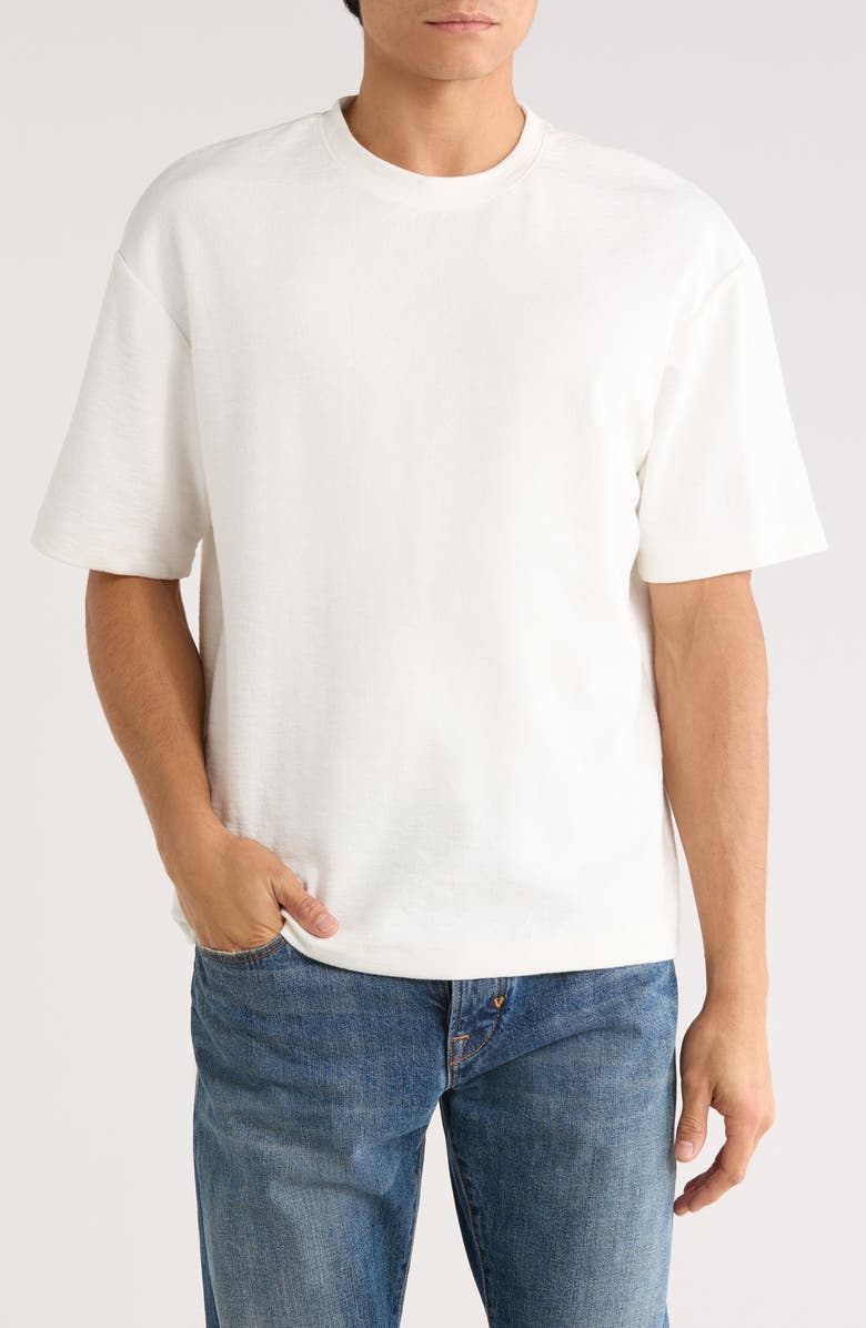 DENIM AND FLOWER Relaxed Fit Textured T-Shirt, Main, color, White