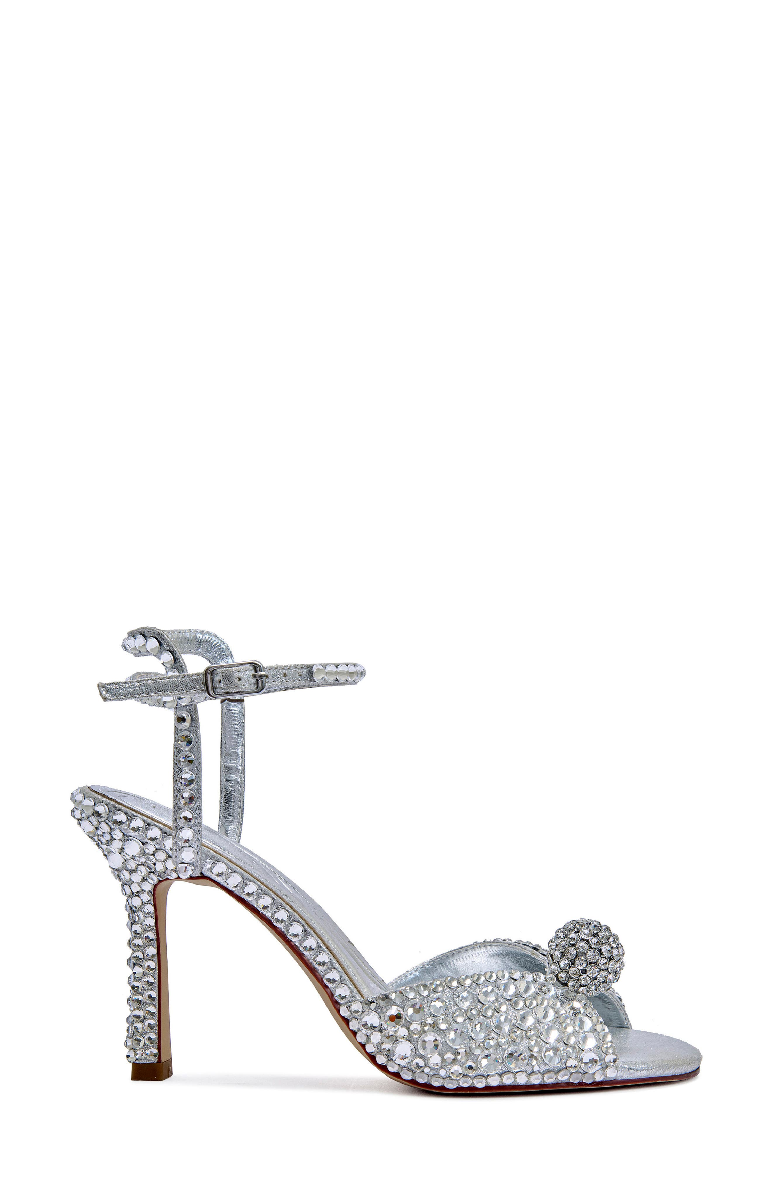 AZALEA WANG Odilie Crystal Studded Ankle Strap Sandal, Alternate, color, Silver