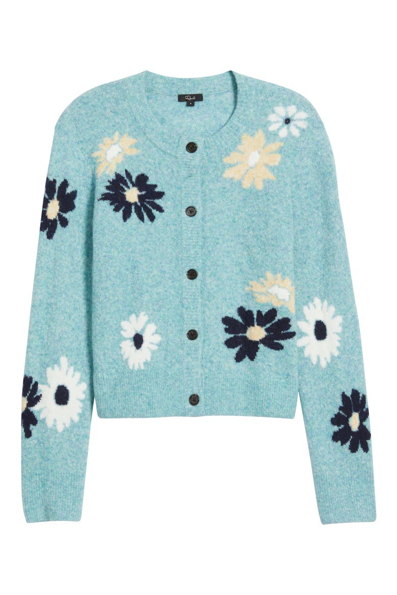 Millie Floral Intarsia Cardigan, Alternate, color, HEATHER TEAL