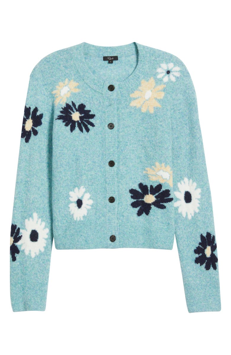 Rails Millie Floral Intarsia Cardigan, Alternate, color, Heather Teal