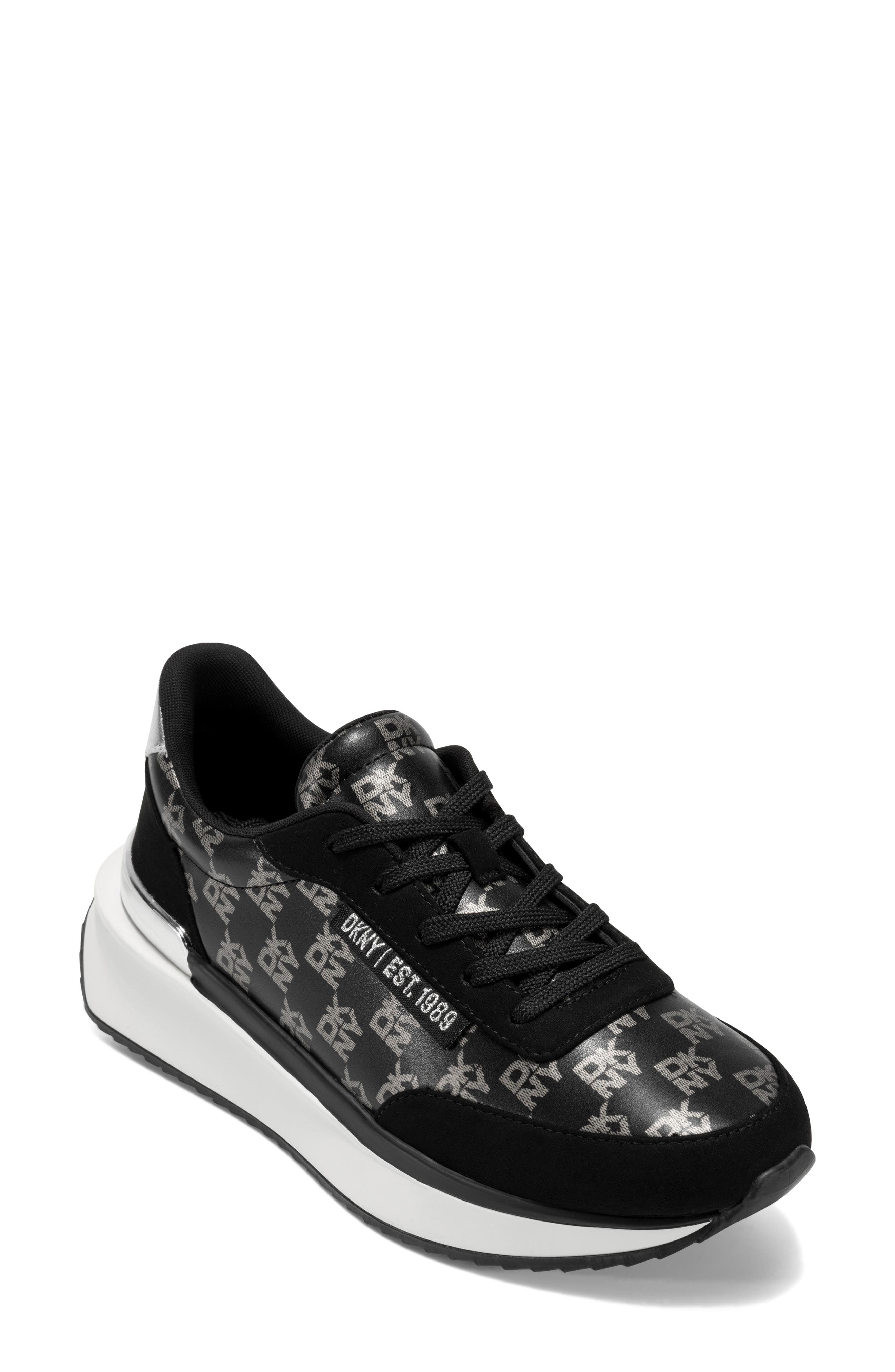 DKNY Aranae Sneaker, Main, color, Black/ Nickel
