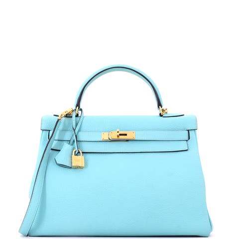 Kelly Handbag Blue Togo with Gold Hardware 32