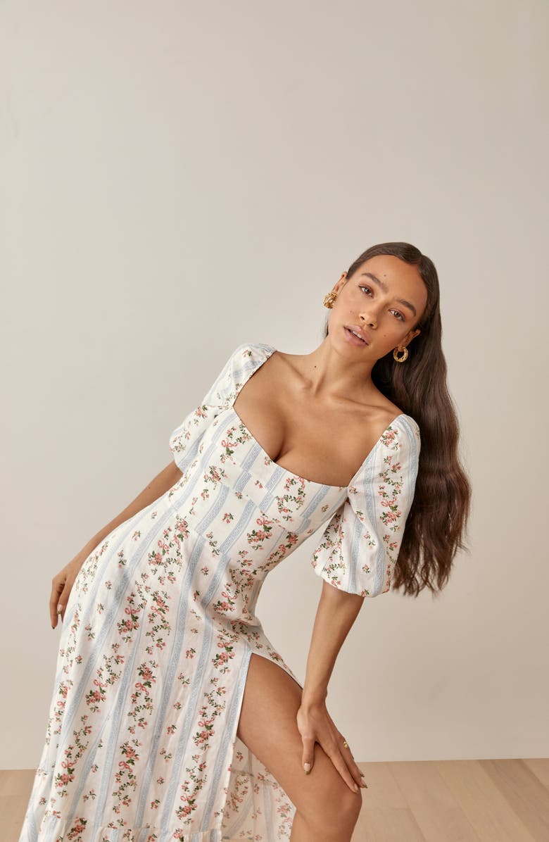 Reformation Belgium Linen Midi Dress, Alternate, color, 