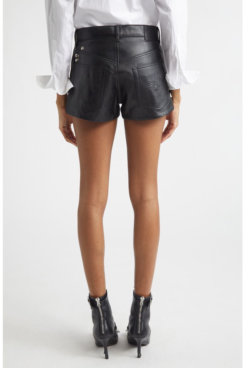 Studded Five-Pocket Leather Shorts, Alternate, color, BLACK WITH STUDS