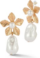 SPHERA MILANO Faux Pearl Flower Drop Earrings