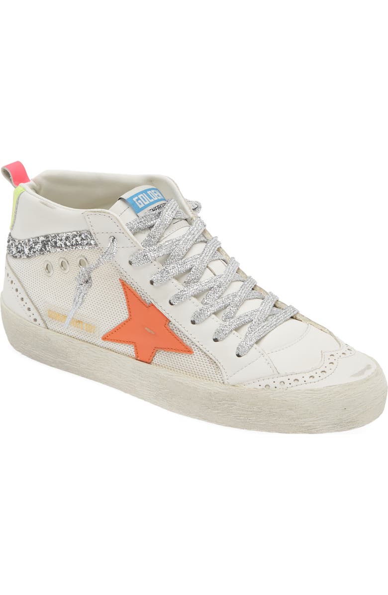 Golden Goose Mid Star Sneaker, Main, color, White/ Orange