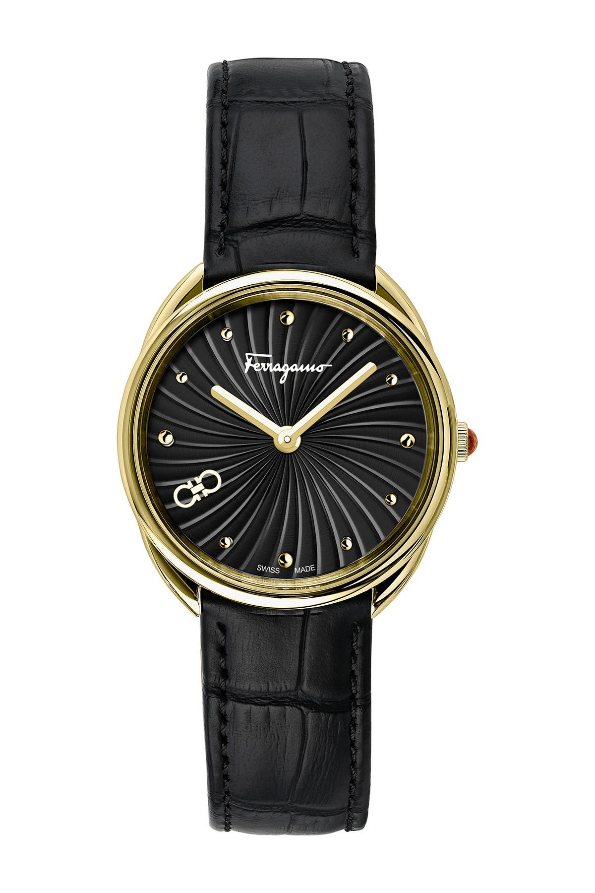 FERRAGAMO Women's Cuir Croc Embossed Leather Strap Watch, 34mm