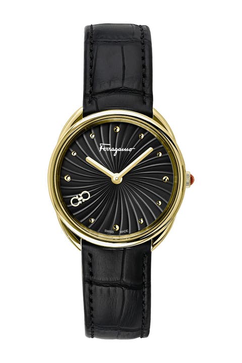 Women's Cuir Croc Embossed Leather Strap Watch, 34mm