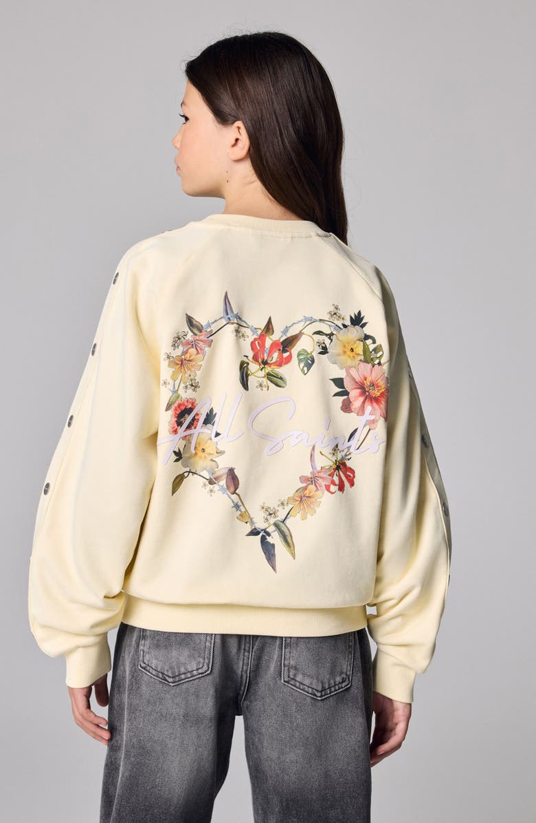 smALLSAINTS by ALLSAINTS Kids' Peace Logo Popper Sweatshirt, Alternate, color, Yellow