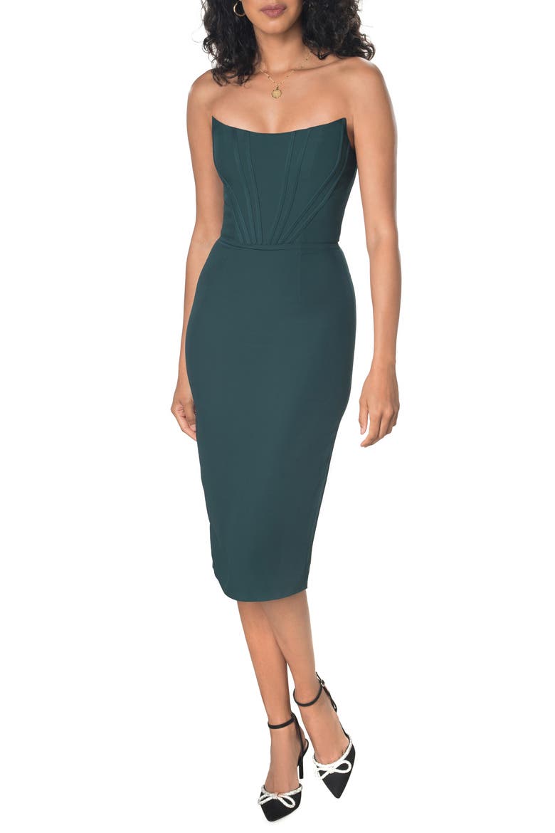 Cosette Strapless Corset Dress, Main, color, PINE