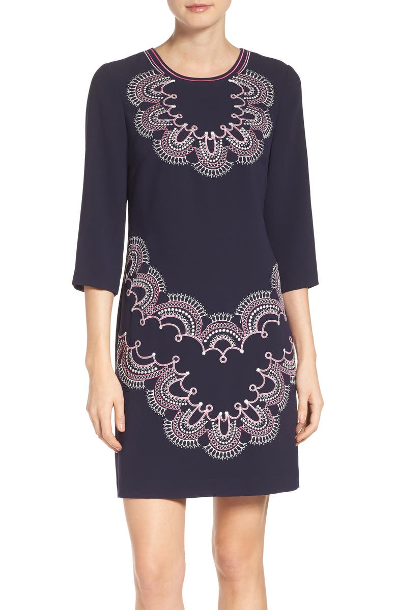 Eliza J Crepe A-Line Dress, Main, color, 