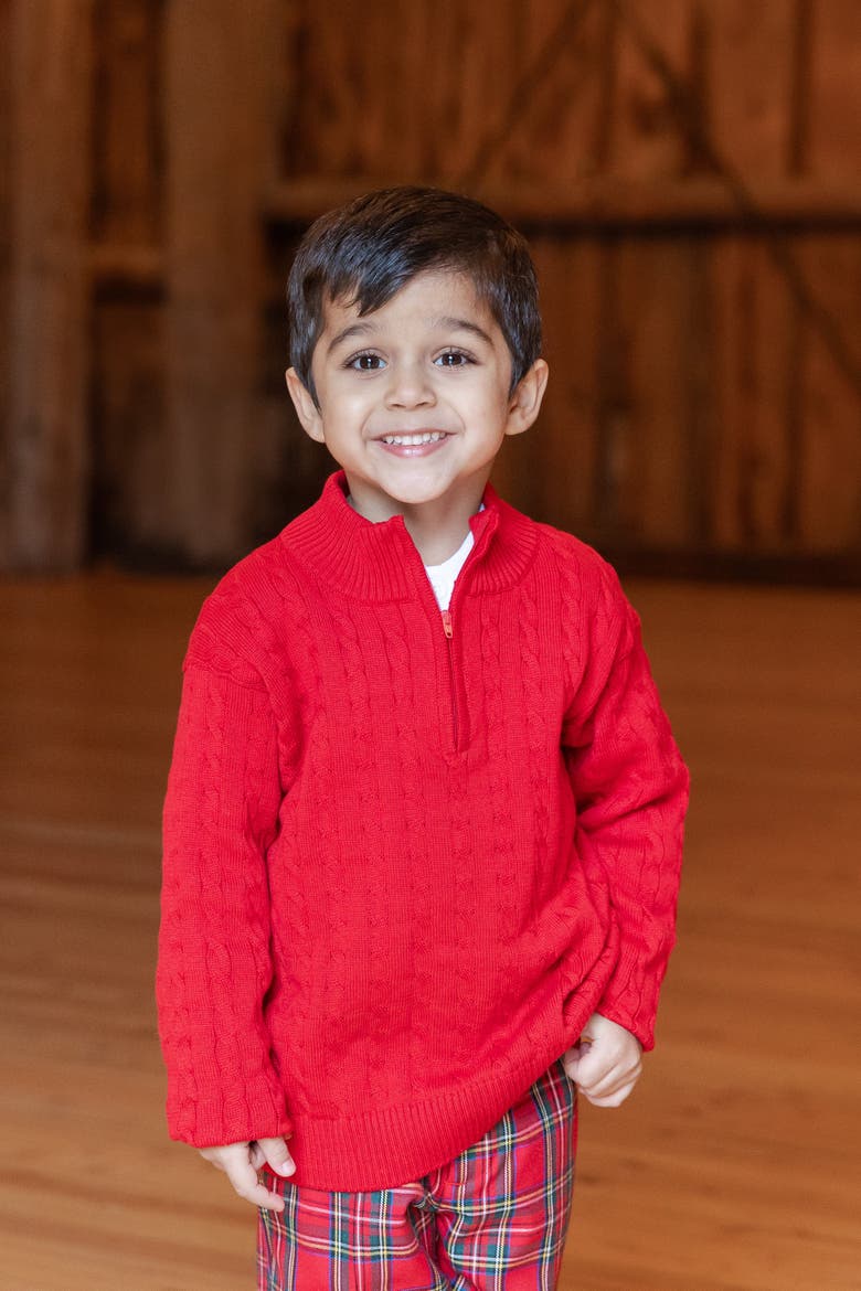 Cable Knit Sweater, Alternate, color, Red