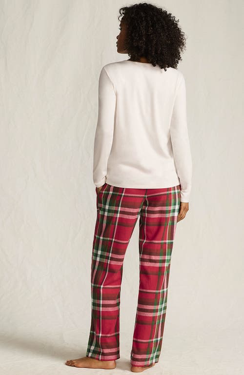 Lands' End Pajama Set Knit Long Sleeve T-shirt And Flannel Pants In Multi
