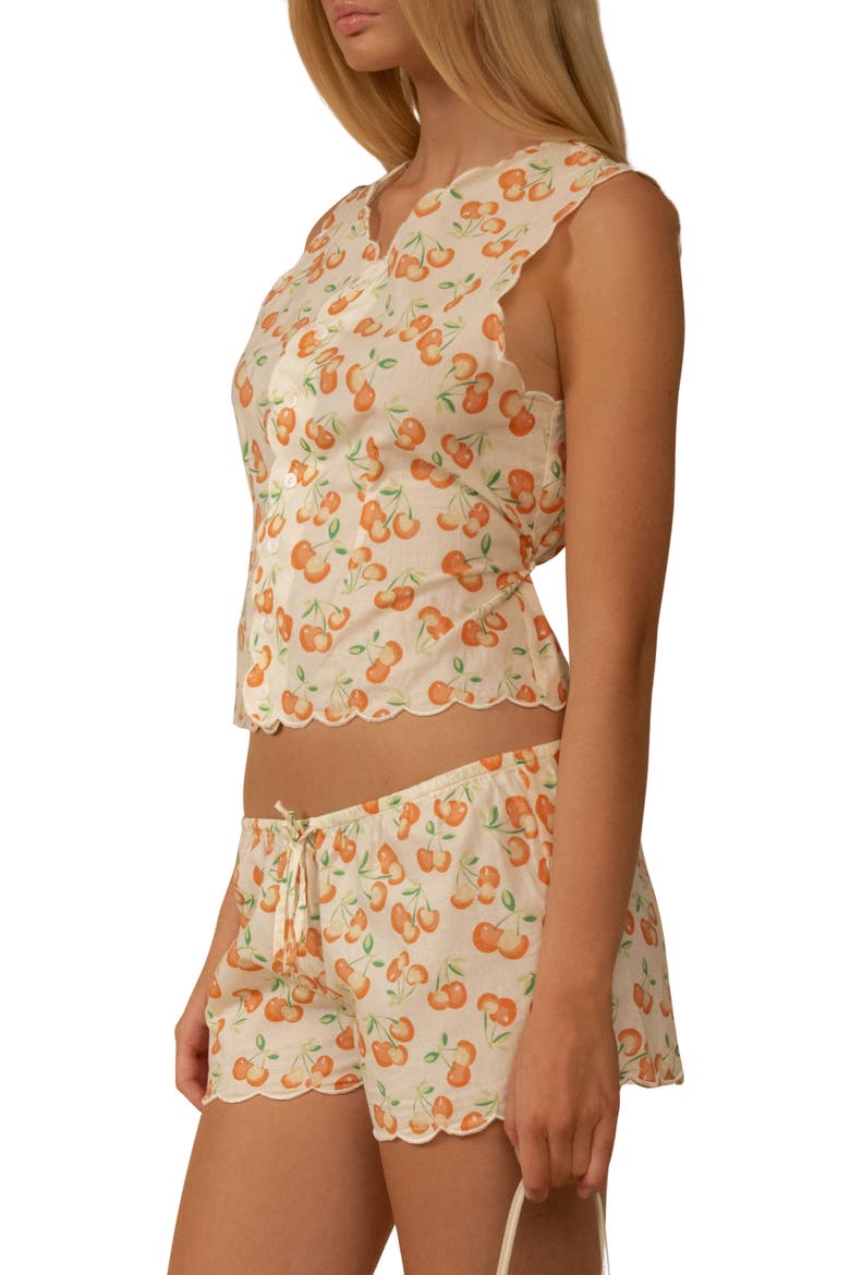 Cherry Sherbet Scalloped Crop Cotton Cover-Up Vest, Alternate, color, CHERRY SHERBET