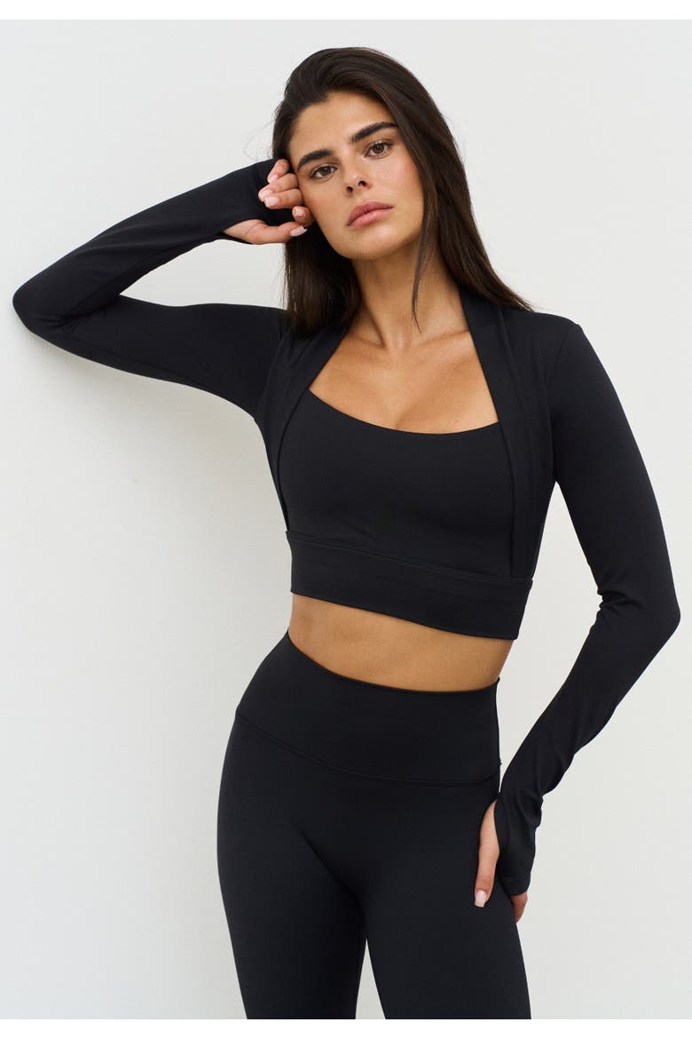 Softsculpt Bolero Long Sleeve Top, Alternate, color, Black