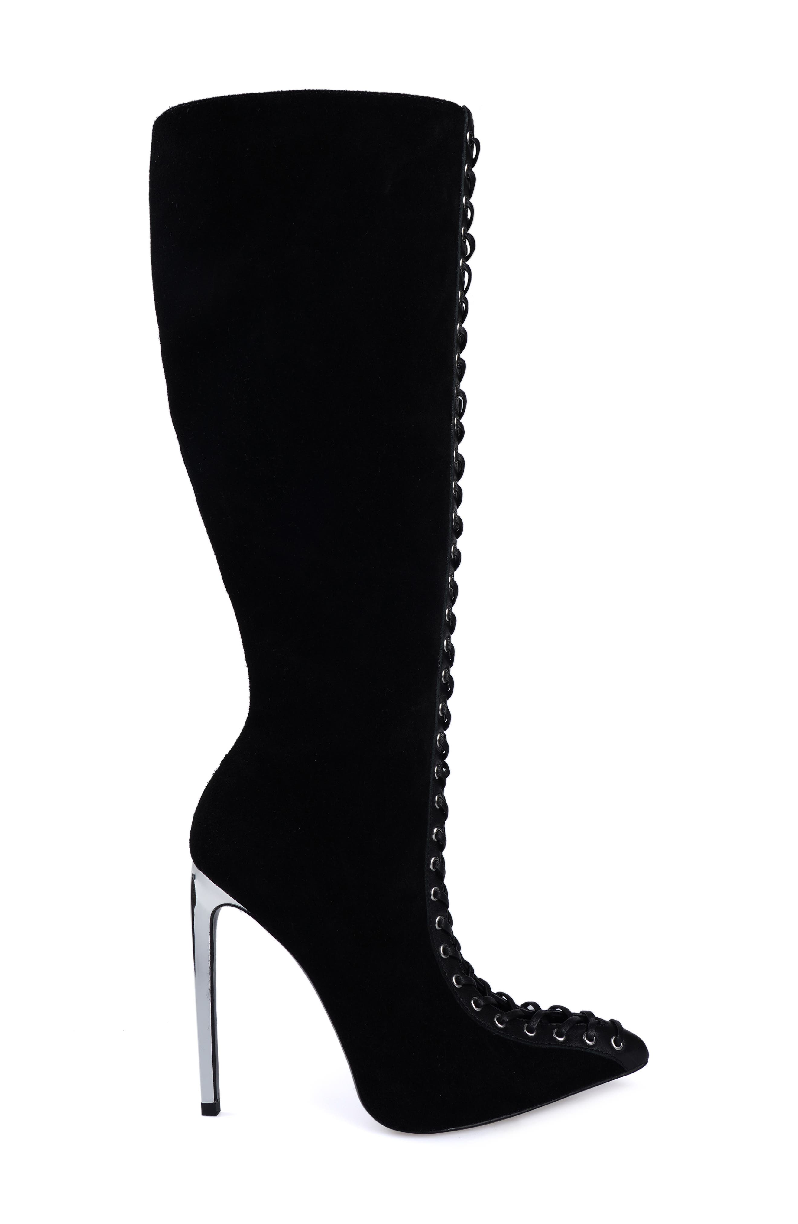 ZIGI Rudy Pointed Toe Lace Up Knee High Boot, Alternate, color, Black