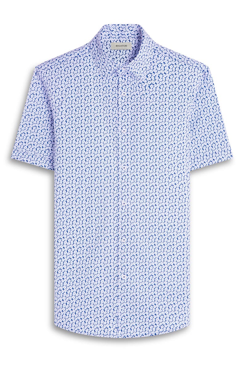 Bugatchi Miles OoohCotton<sup>®</sup> Floral Short Sleeve Button-Up Shirt, Alternate, color, Indigo