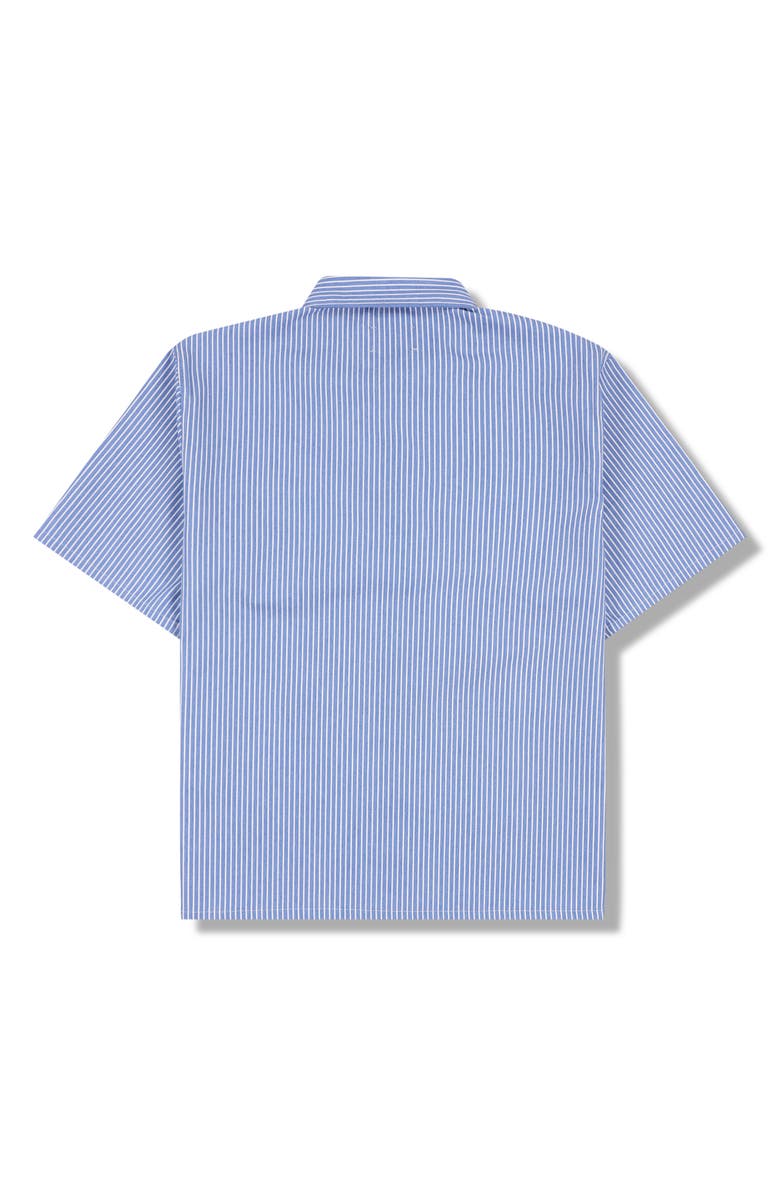 PLEASURES Onyx Stripe Graphic Button-Up Shirt, Alternate, color, Blue